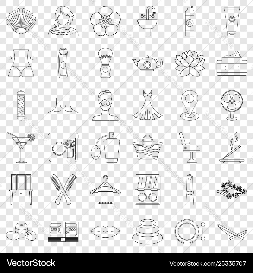 Make up icons set outline style Vector Image