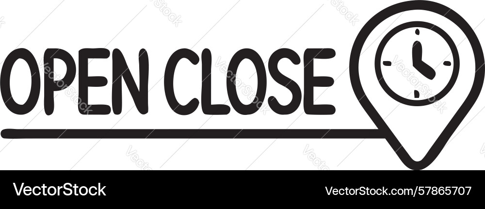 Open close location pin with clock design Vector Image