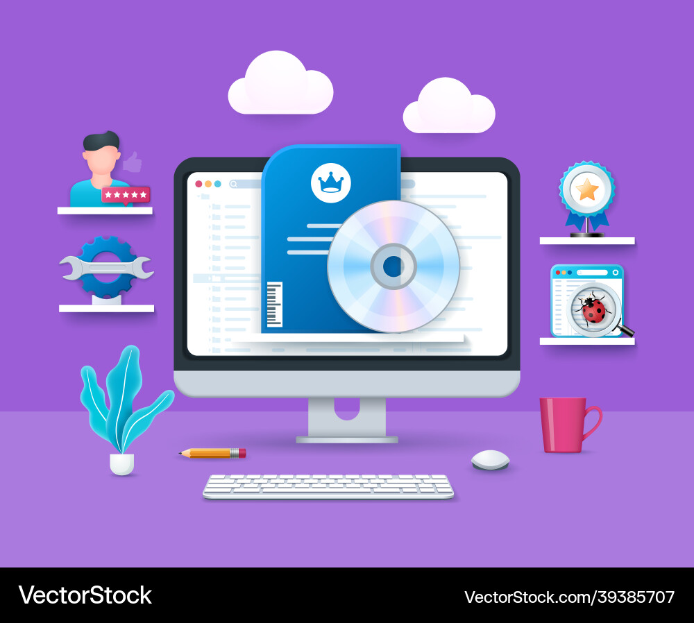Software quality assurance concept computer Software quality assurance concept computer vector image