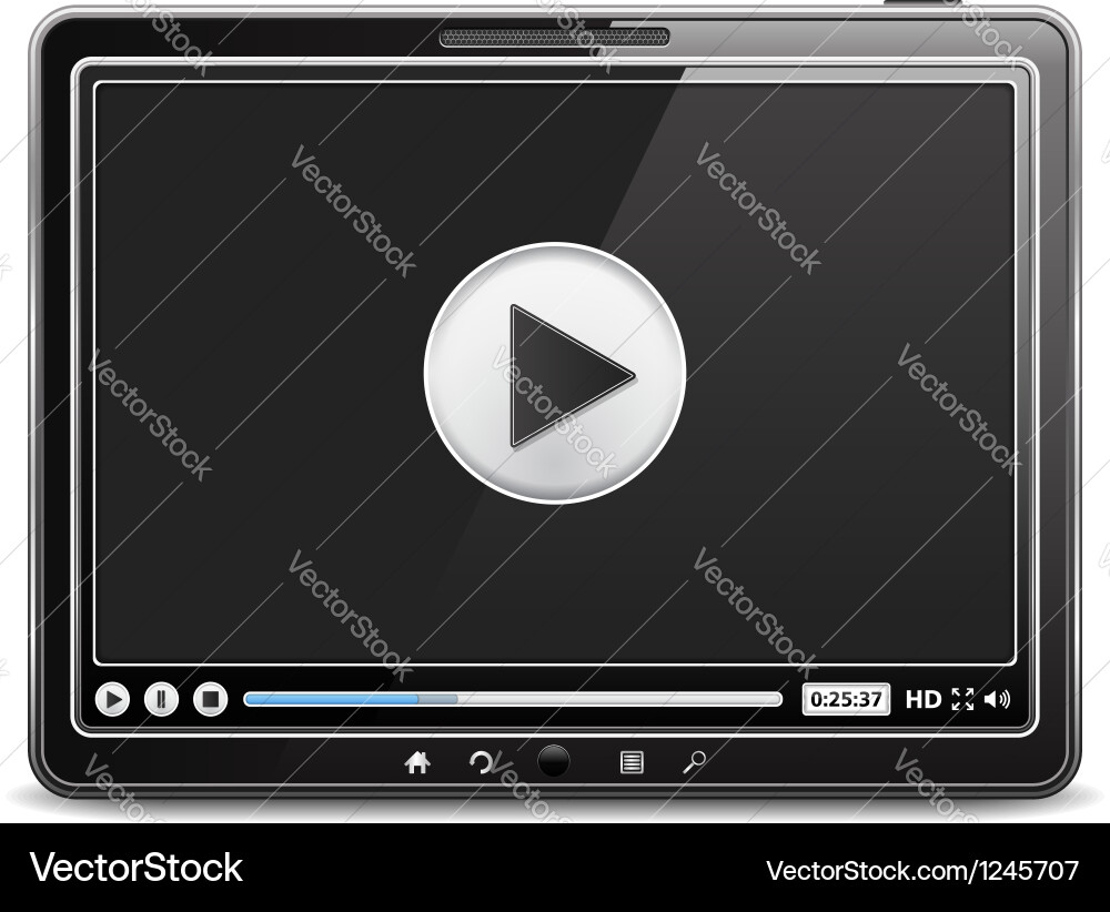 Tablet Video Player Interface vector image