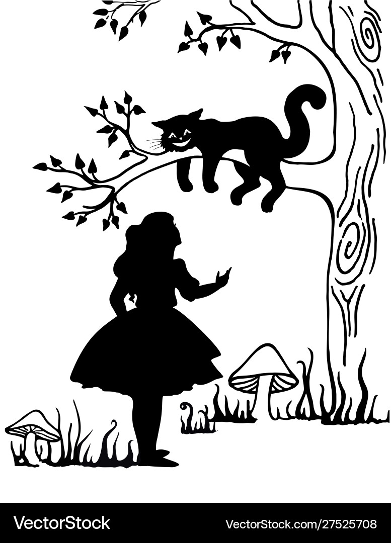 Alice and the Cheshire Cat Vector Image
