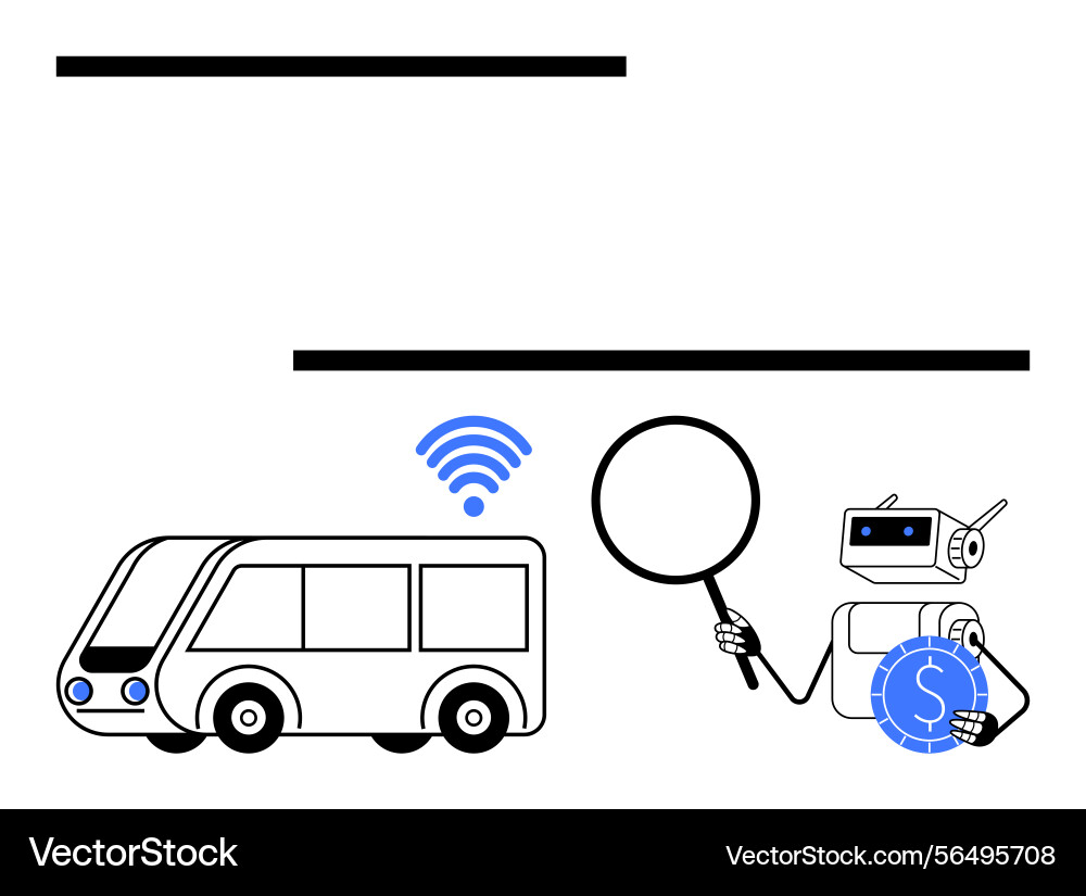Autonomous vehicle and robot analyzing smart Autonomous vehicle and robot analyzing smart Vector Image
