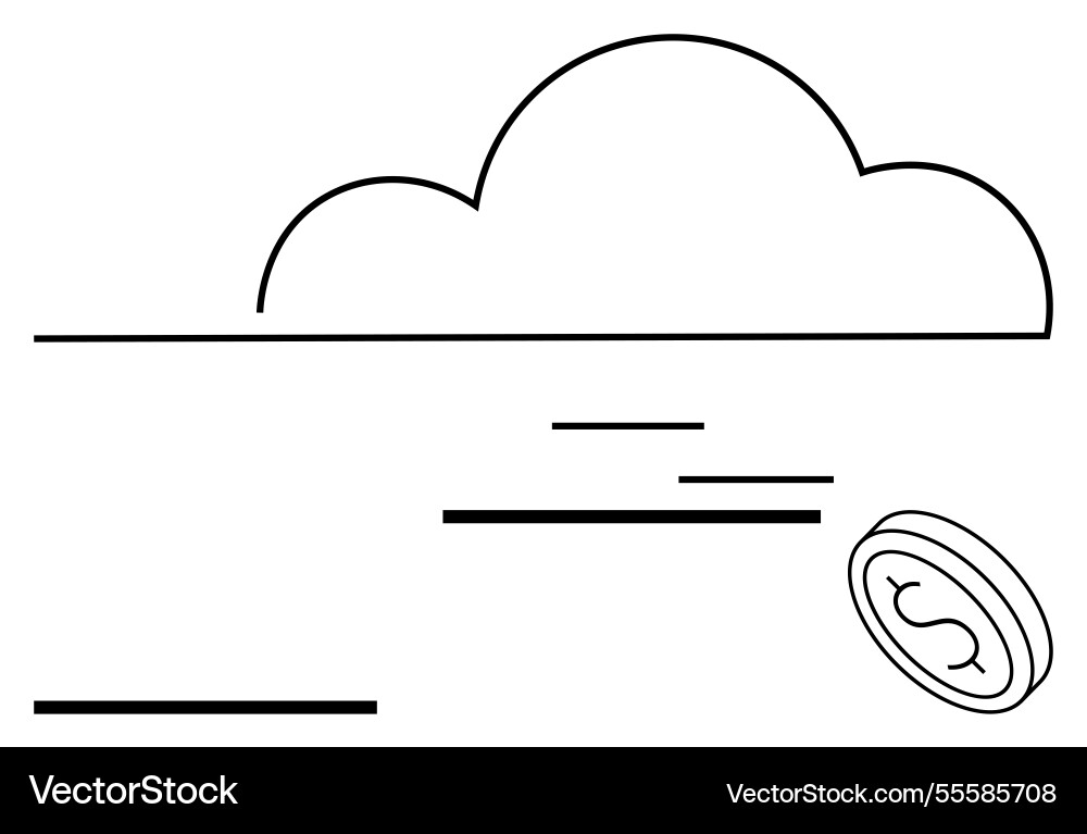 Cloud computing with coin symbolizing digital Cloud computing with coin symbolizing digital Vector Image
