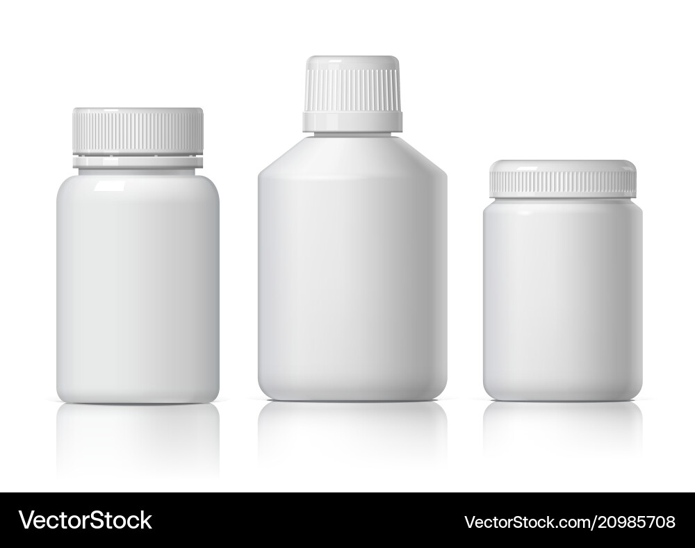 Cool realistic white plastic bottle product Cool realistic white plastic bottle product vector image
