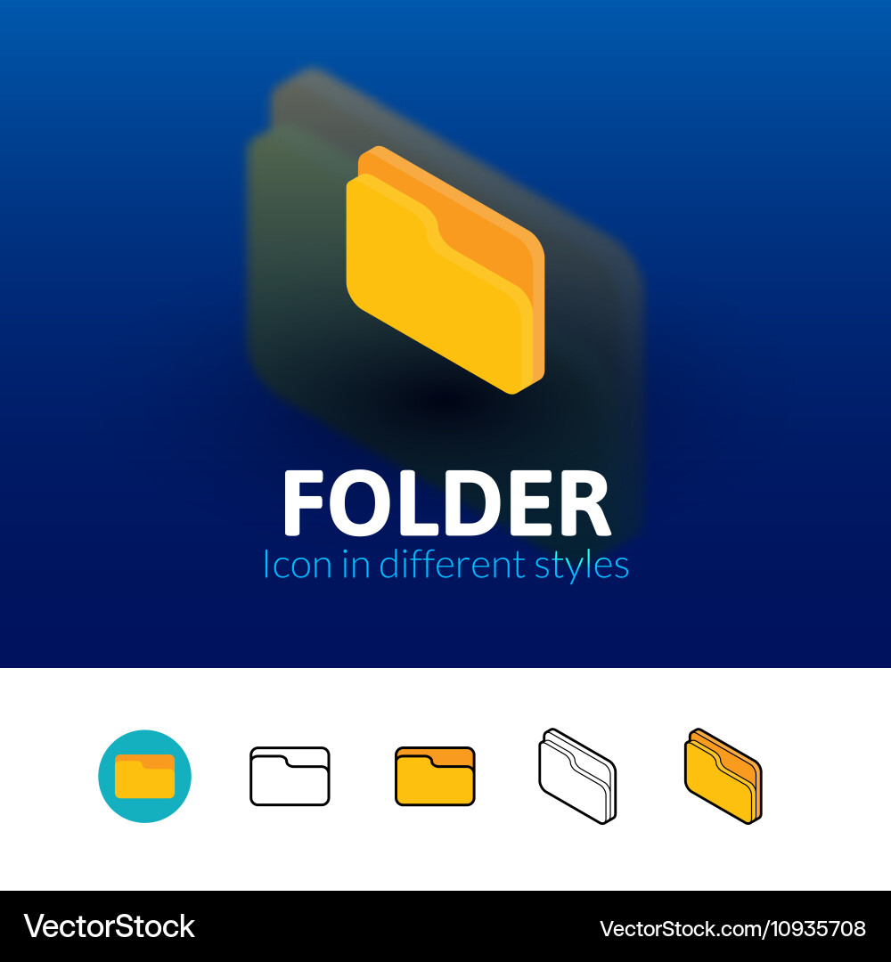 Folder icon in different style vector image