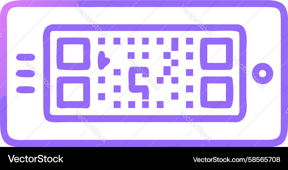 Mobile Device with QR Code Vector Image