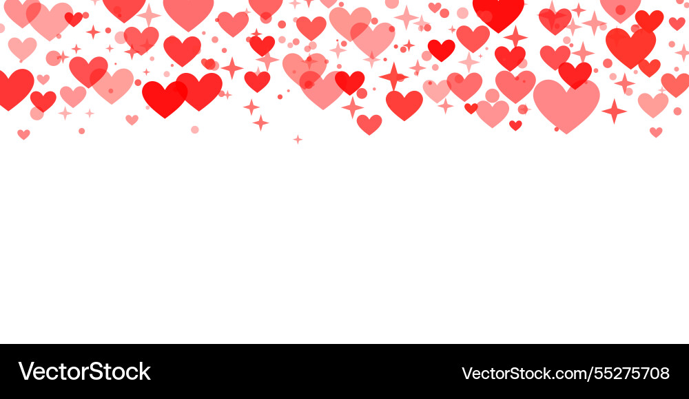 Red heart confetti with stars frame design header Vector Image