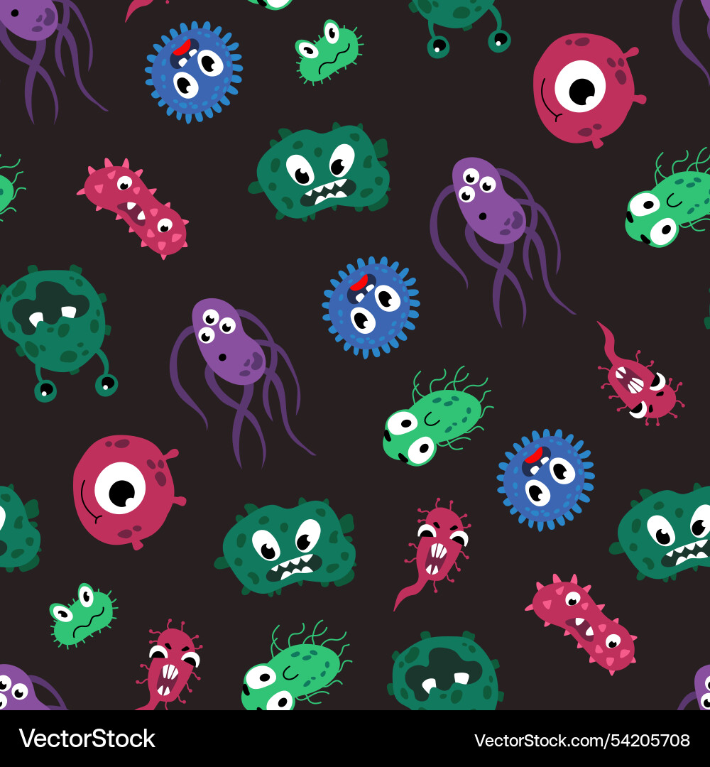 Seamless pattern with bacteria design for fabric Seamless pattern with bacteria design for fabric vector image