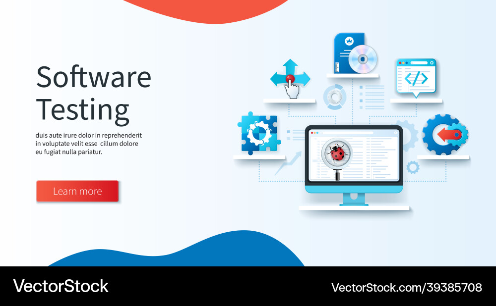 Software Testing with Magnifying Glass vector image