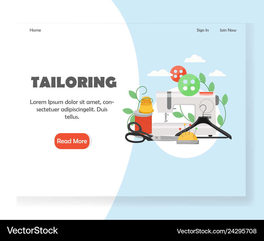 Tailoring Website Template vector image