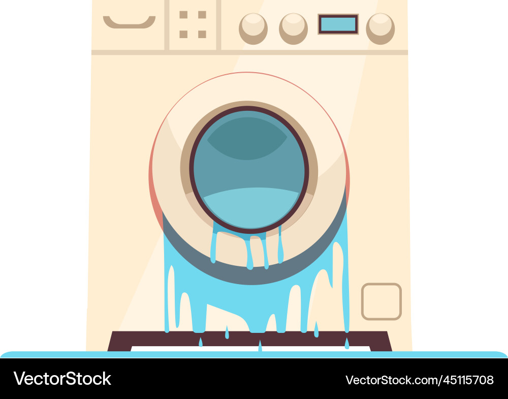Washing machine leak composition Washing machine leak composition vector image