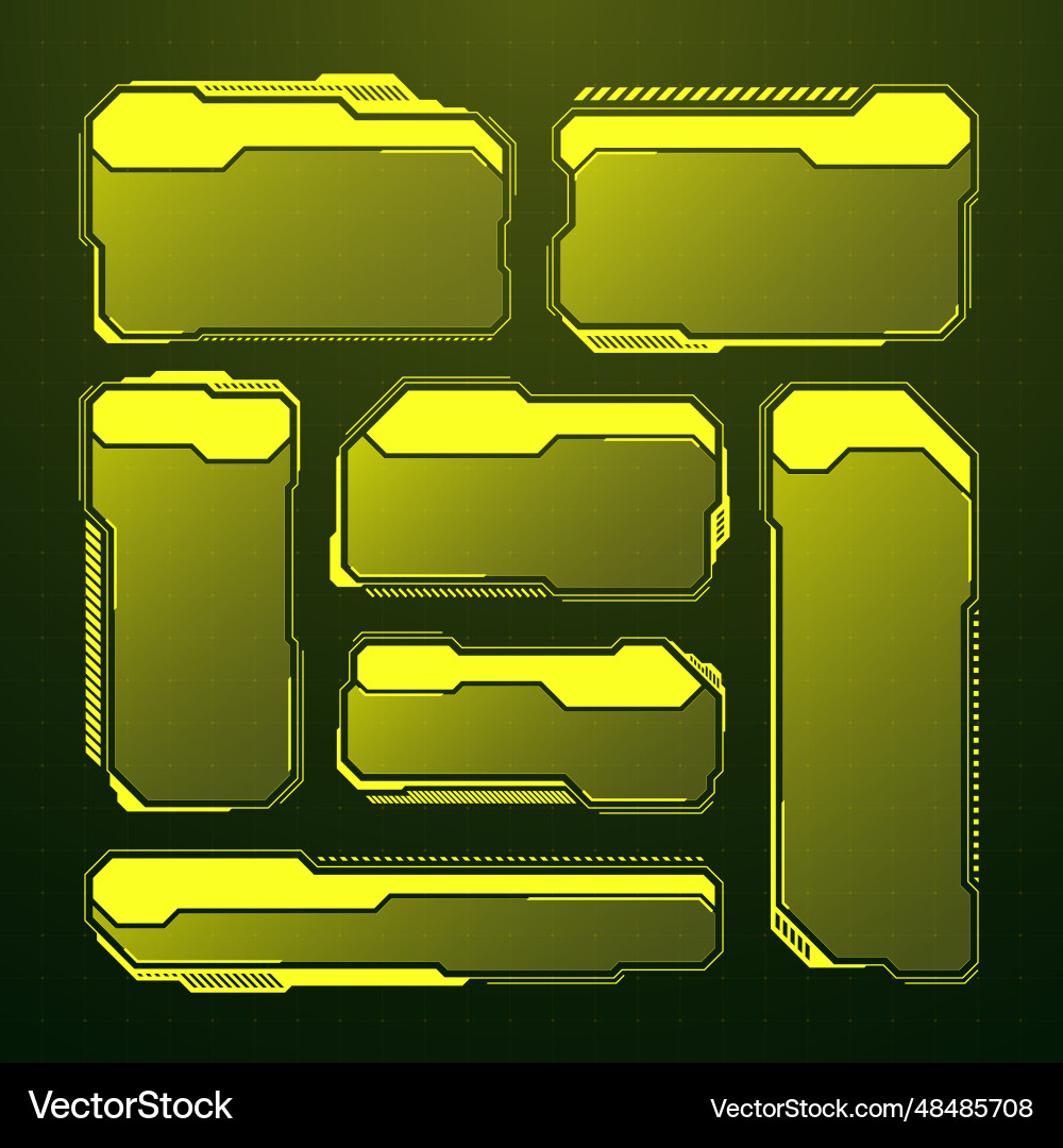 Yellow futuristic hud ui elements sci-fi user Yellow futuristic hud ui elements sci-fi user vector image