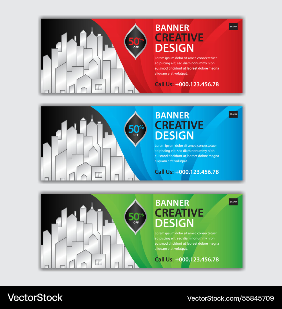 Abstract banner design web template set vector image