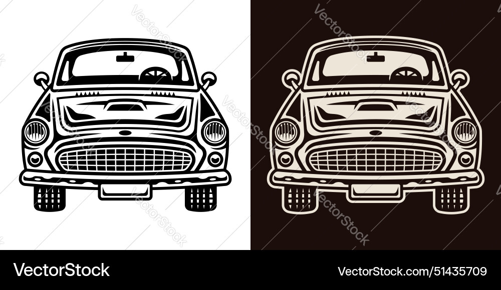 Classic car front view set of objects in two Classic car front view set of objects in two vector image