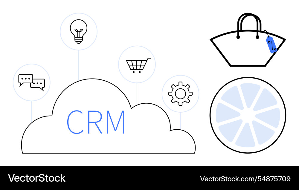 Cloud-based crm system integrating shopping cart Cloud-based crm system integrating shopping cart vector image