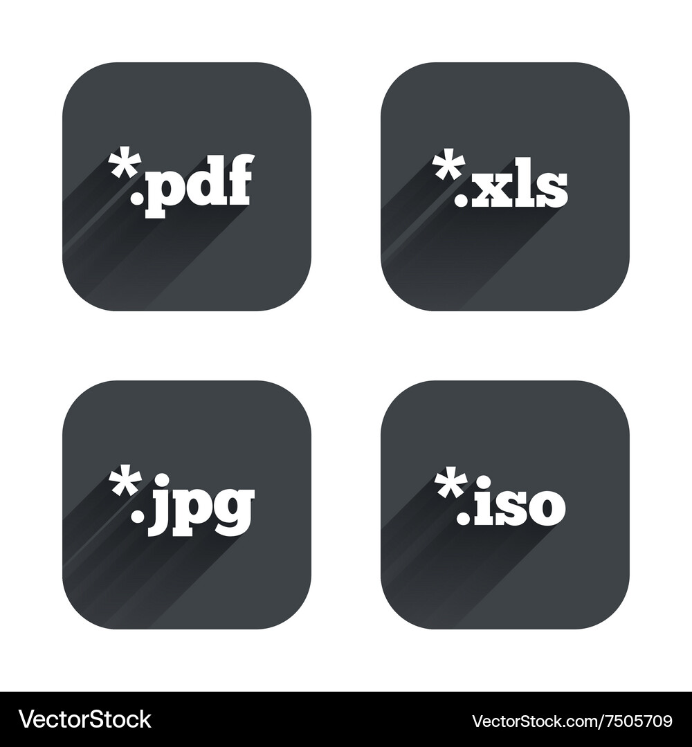 Document signs file extensions symbols Vector Image