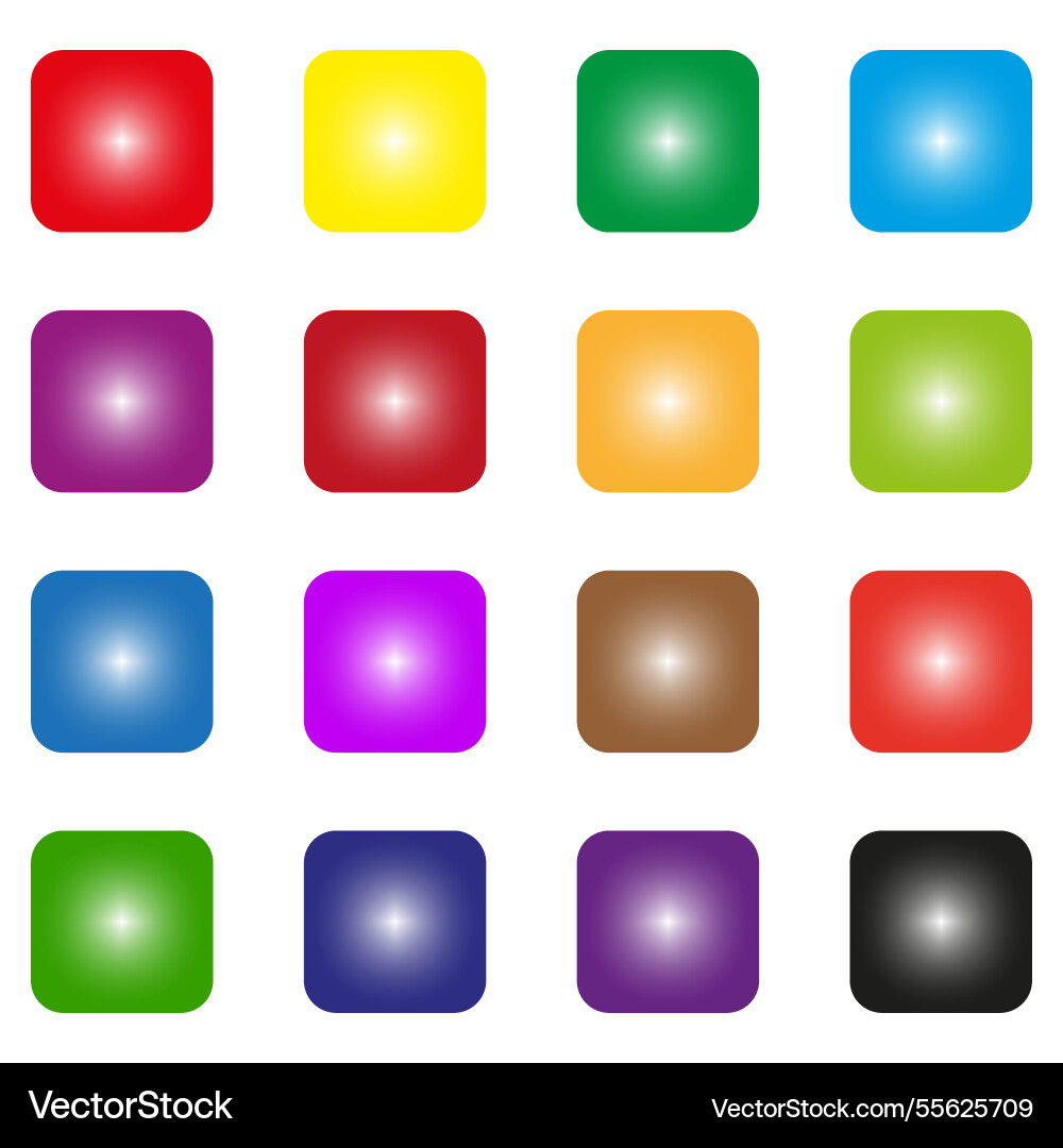 Gradient square buttons colorful glossy elements Gradient square buttons colorful glossy elements vector image