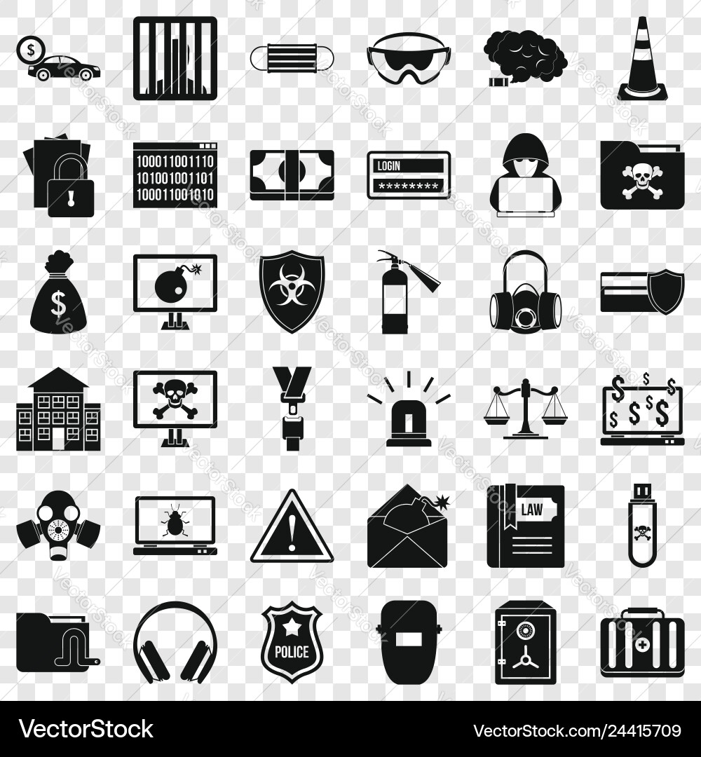 Hacker icons set simple style Hacker icons set simple style vector image