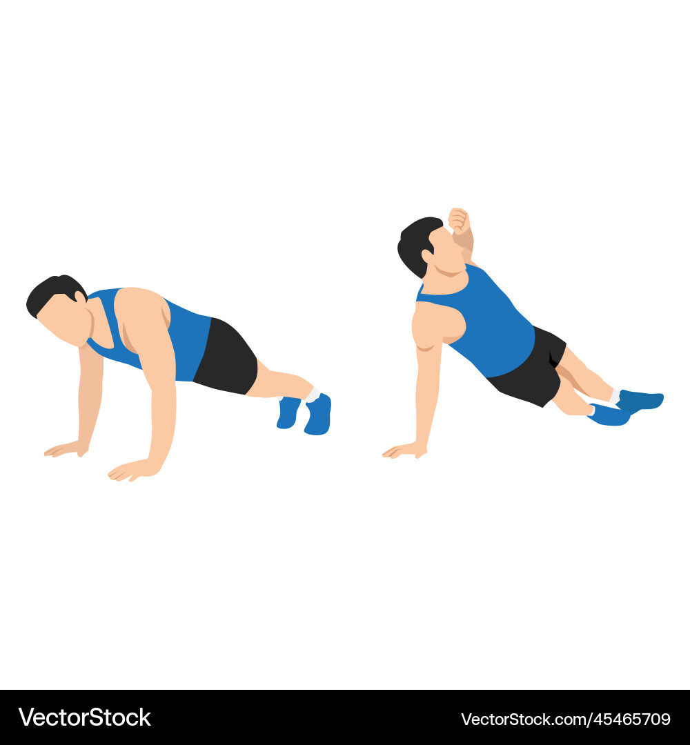Man doing push up with a twist flat Man doing push up with a twist flat vector image
