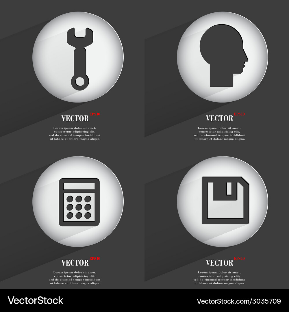Set of one-color web buttons flat design simple Vector Image