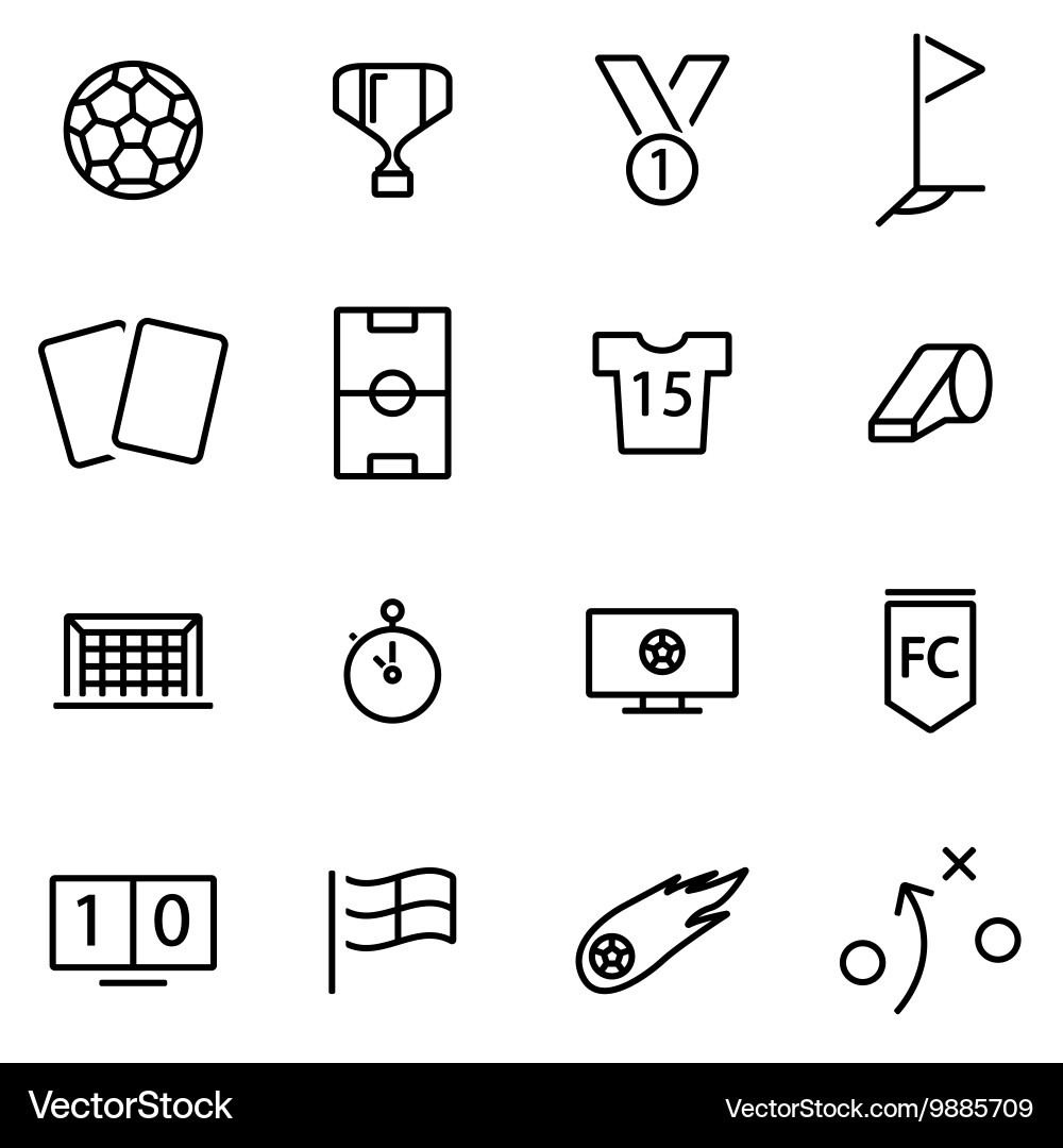 Soccer Line Icon Set - Minimalist Vector Image