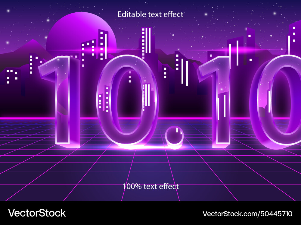 1010 editable text effect retro style 1010 editable text effect retro style vector image