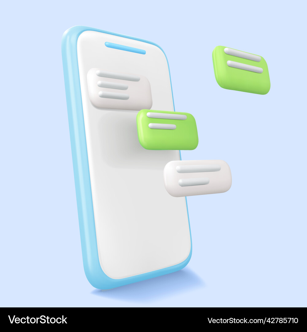 3d smartphone with bubble text template vector image