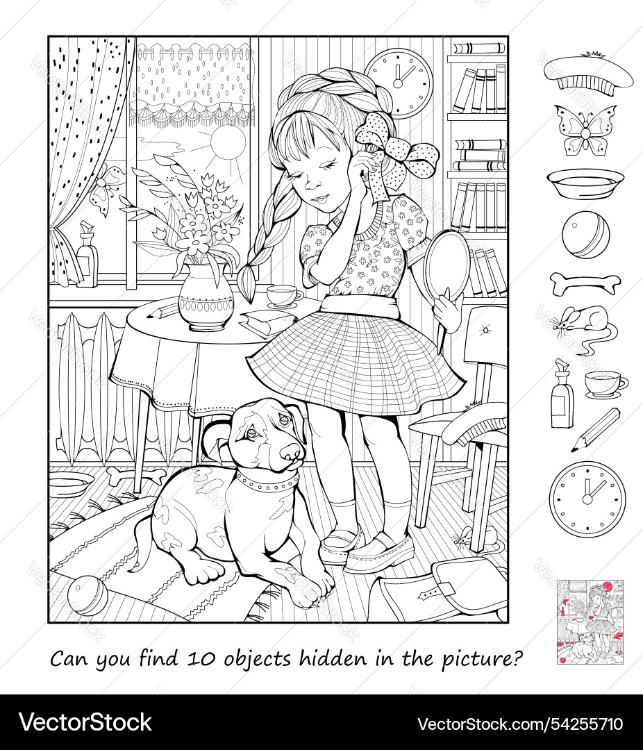 Can you find 10 objects hidden in the picture Can you find 10 objects hidden in the picture vector image