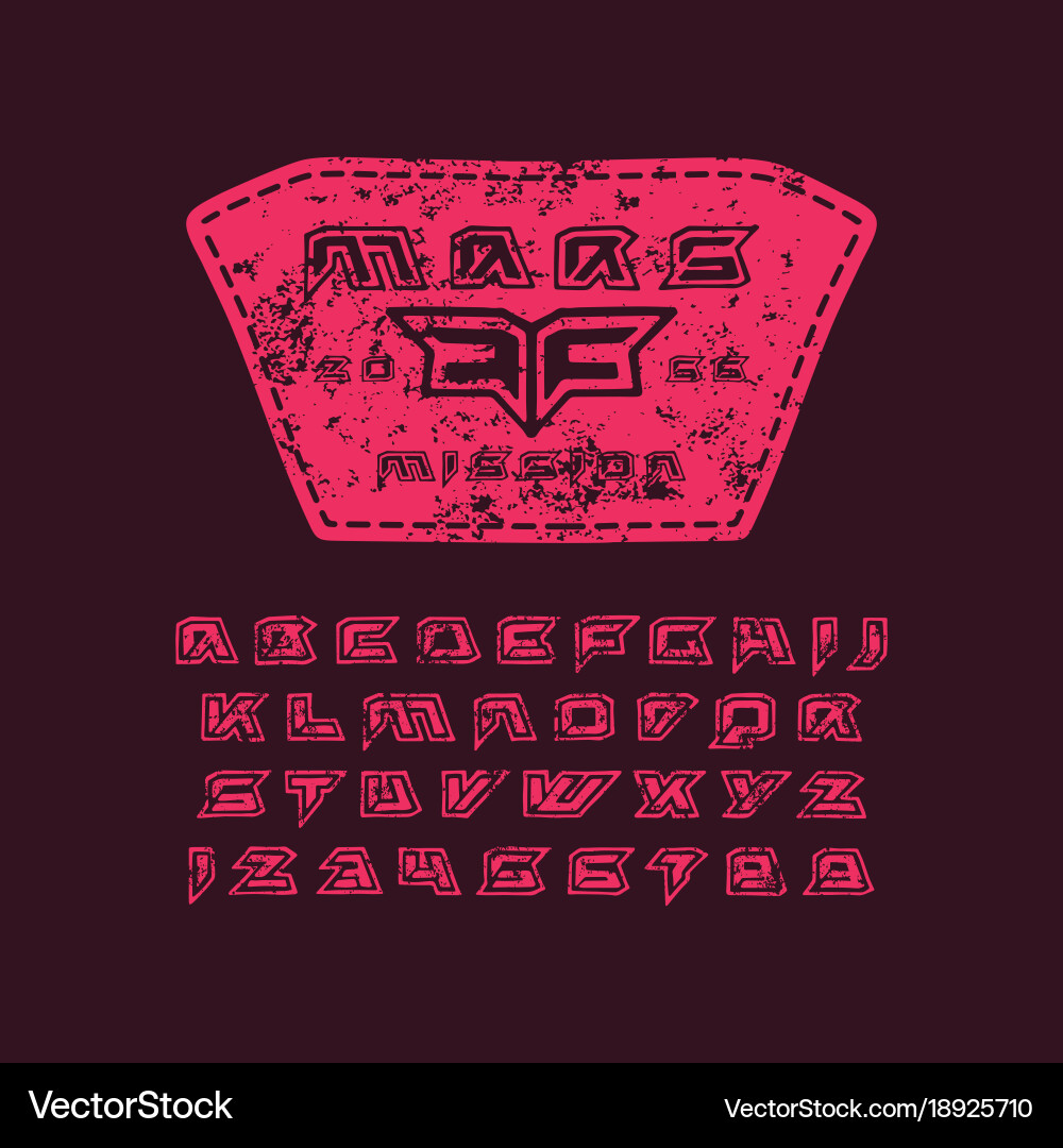 Futuristic font in the style of handmade graphics Vector Image