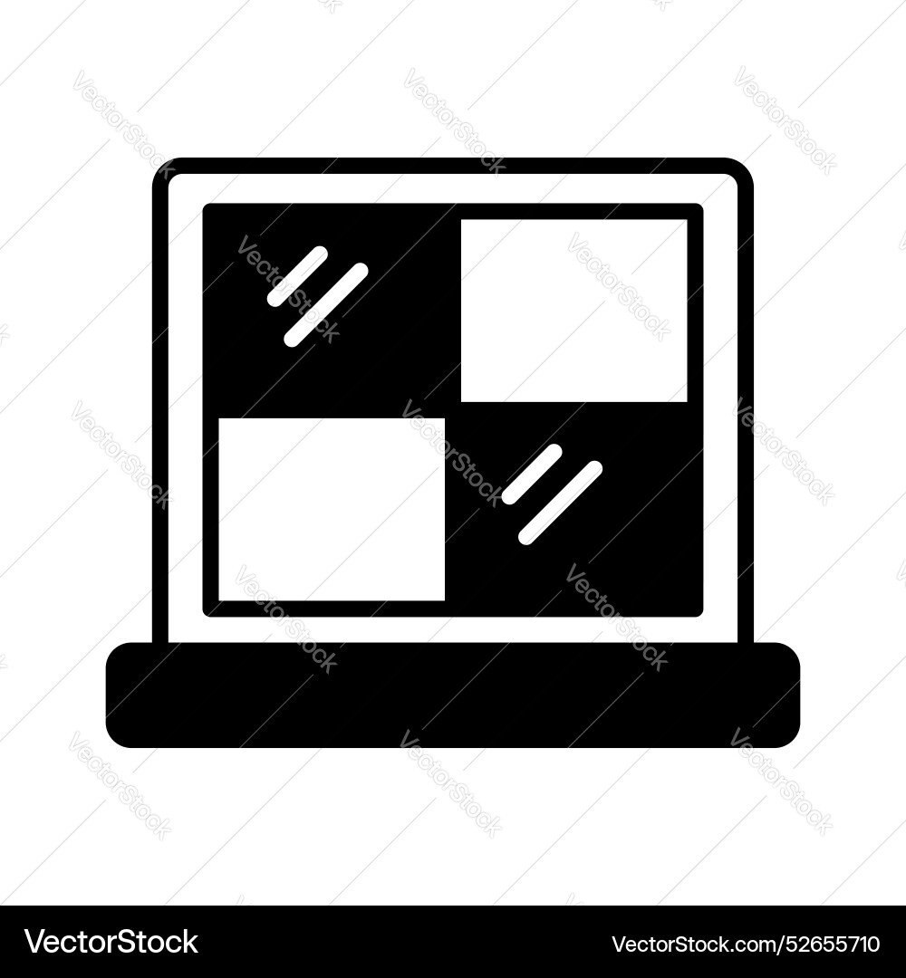 Glass window with different blocks icon vector image