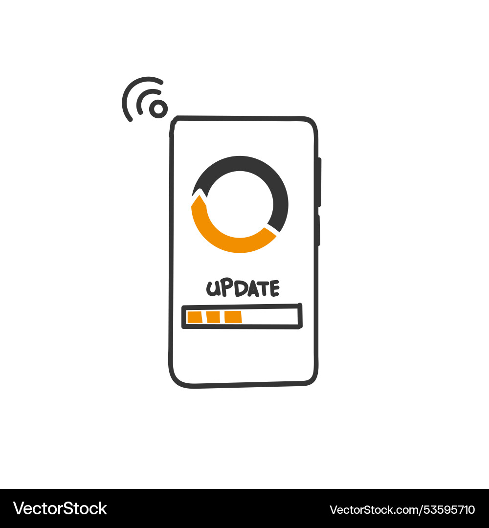 Hand drawn doodle system update loading Hand drawn doodle system update loading vector image