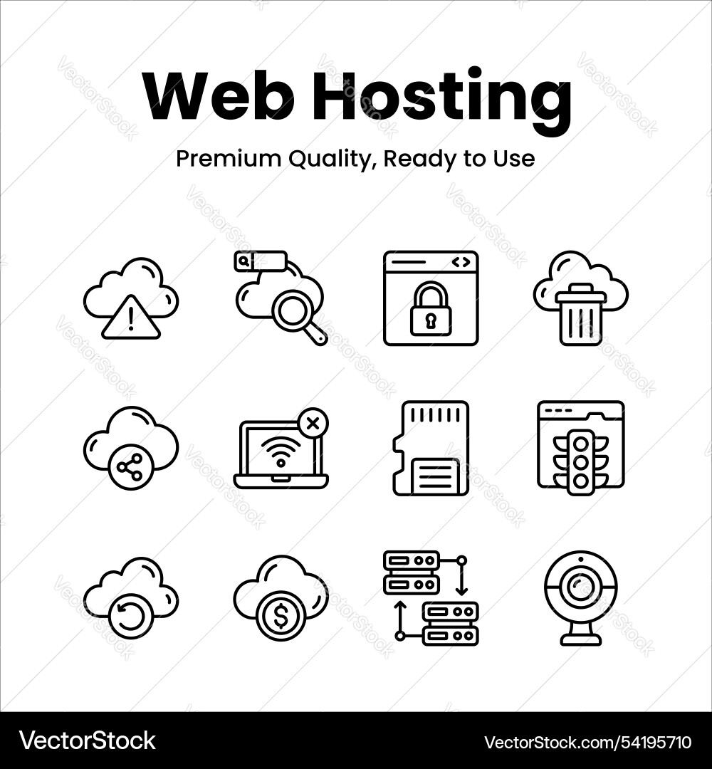 Have a look at amazing web hosting icons set vector image