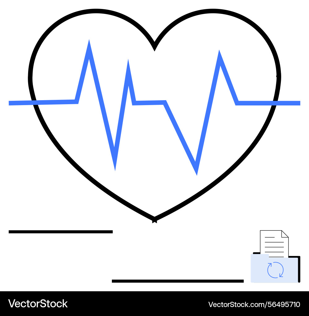Heartbeat line inside heart shape with document Heartbeat line inside heart shape with document vector image