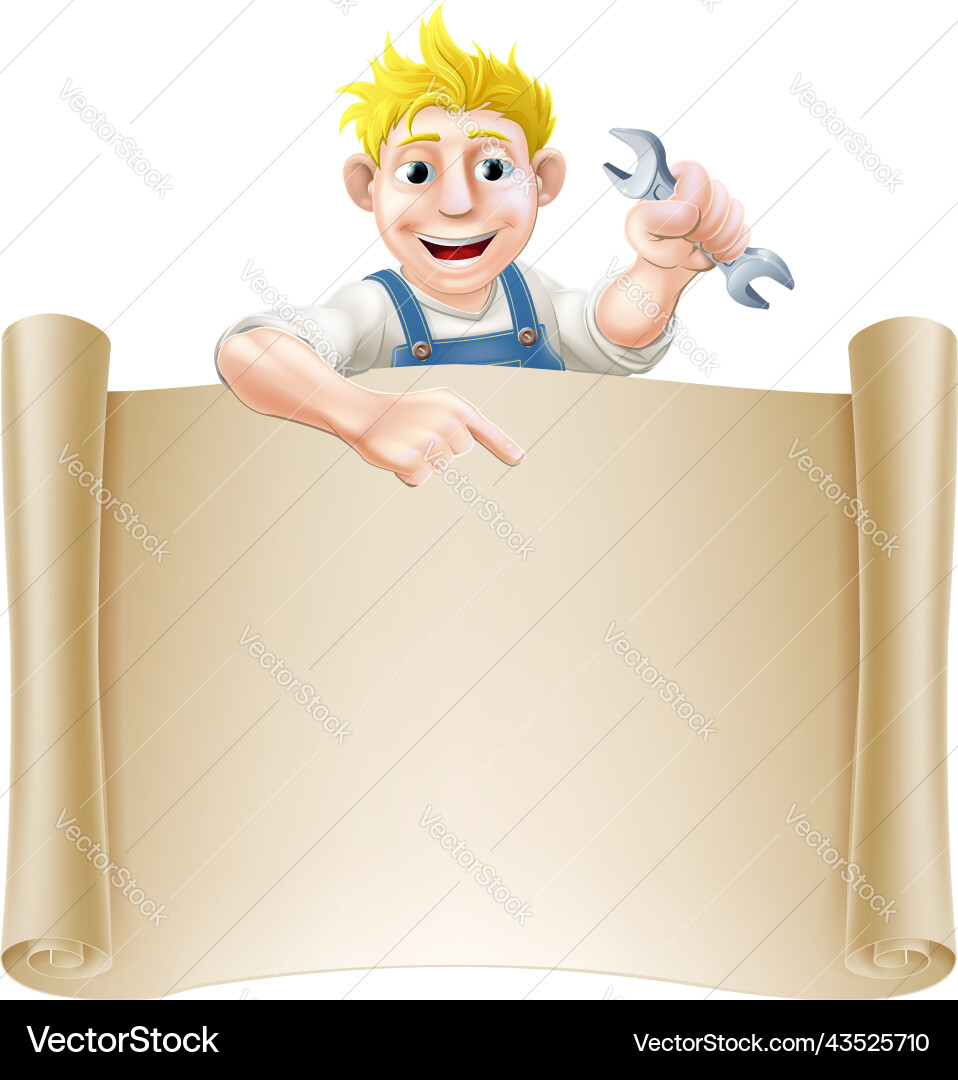 Mechanic or plumber and scroll Vector Image