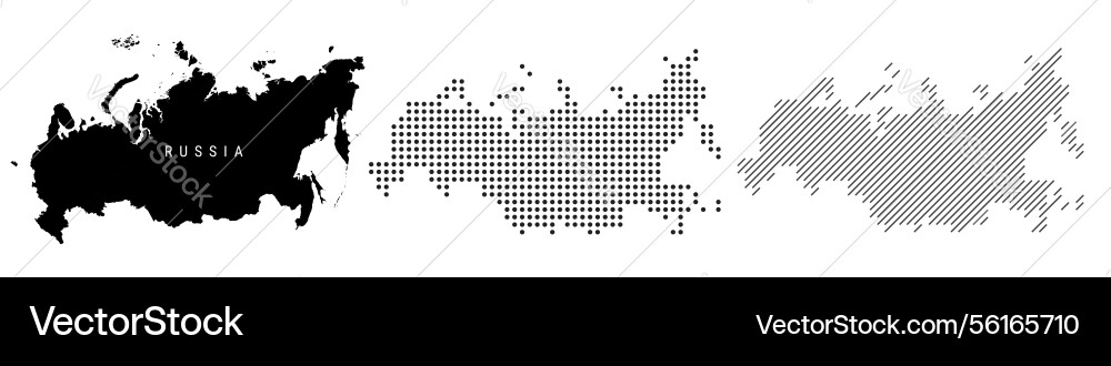 Russia silhouette map and two patterns of dots Russia silhouette map and two patterns of dots vector image