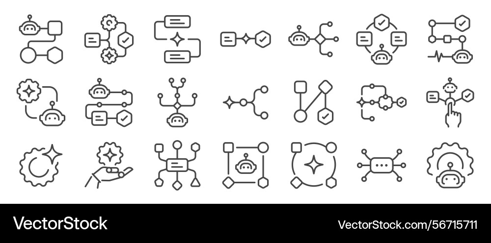 Ai automation workflow icon set Ai automation workflow icon set vector image