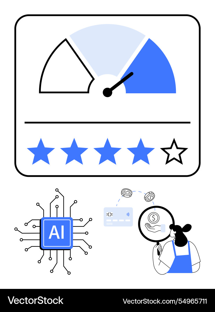 Ai rating system with gauge meter star Ai rating system with gauge meter star vector image