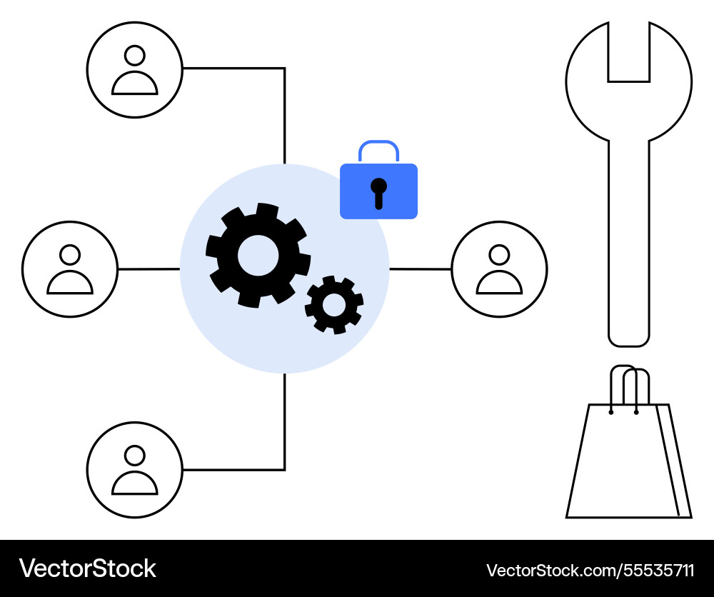 Collaborative teamwork with security and tools Collaborative teamwork with security and tools vector image