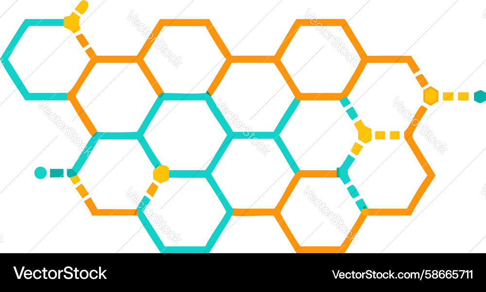 Connected hexagonal grid representing molecular Vector Image