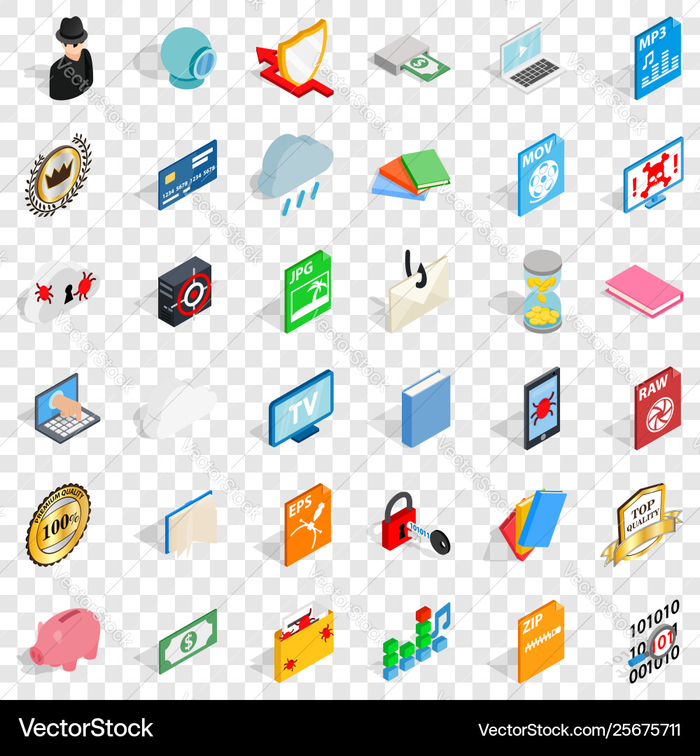 Copy icons set isometric style vector image