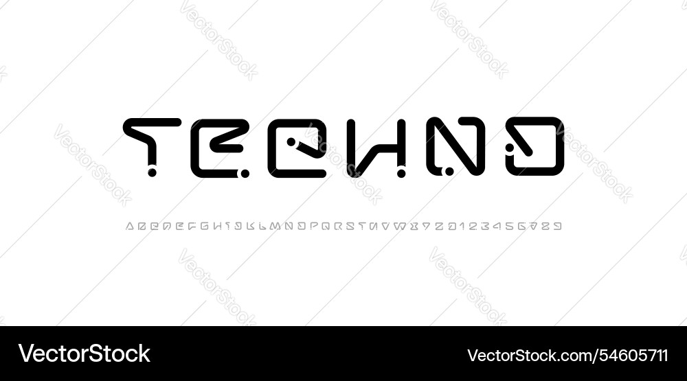 Digital alphabet font made techno style Vector Image