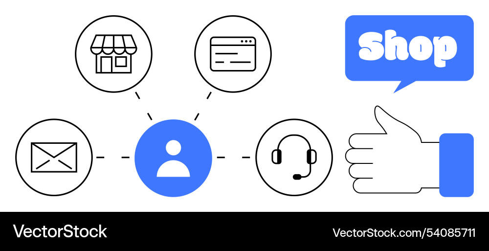 E-commerce overview customer connection through E-commerce overview customer connection through vector image