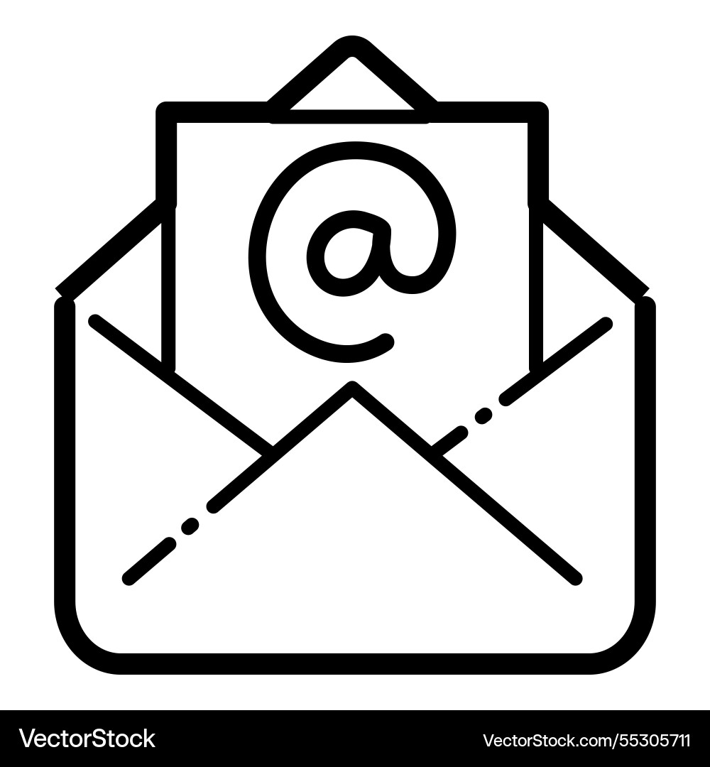 Email inbox outline icon isolated on white Vector Image
