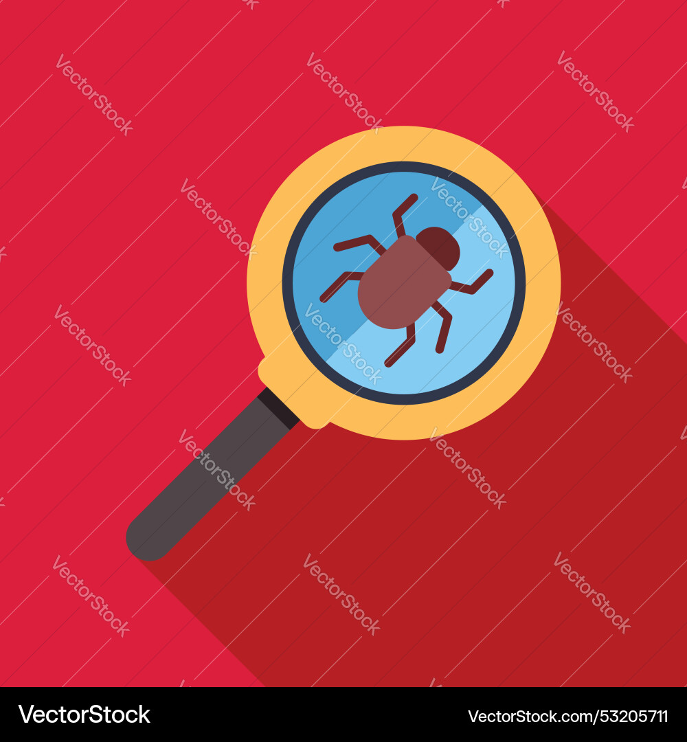 Magnifying glass detecting computer bug virus Magnifying glass detecting computer bug virus vector image