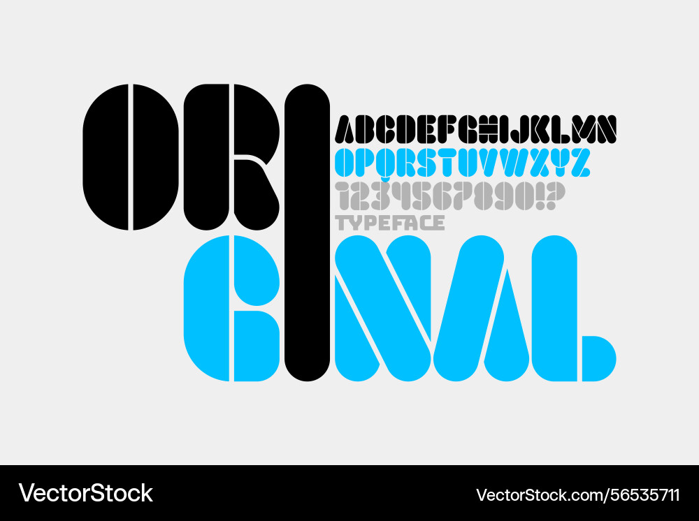 Original font alphabet letters and numbers Original font alphabet letters and numbers vector image