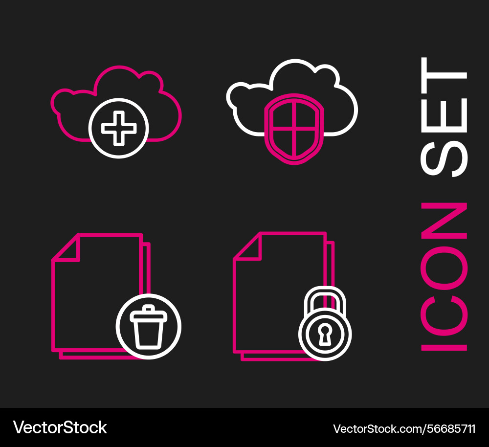 Set line document and lock delete file Set line document and lock delete file vector image