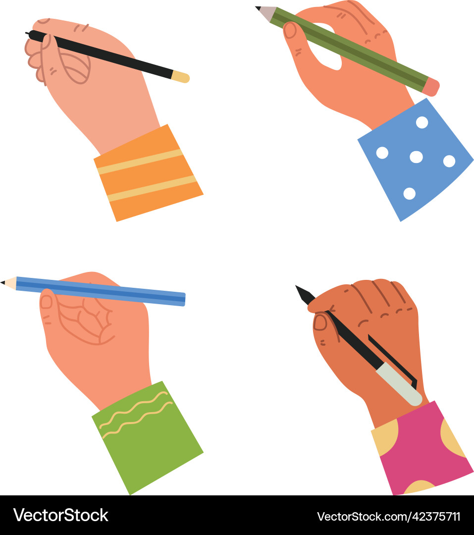 Writing Hands Set - Isolated vector image