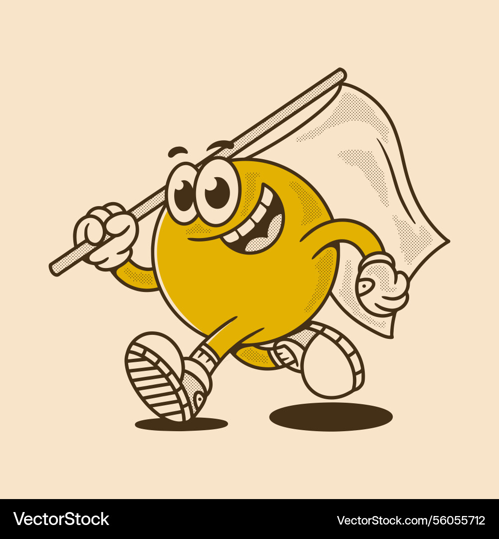 Ball head character running and holding a flag Vector Image