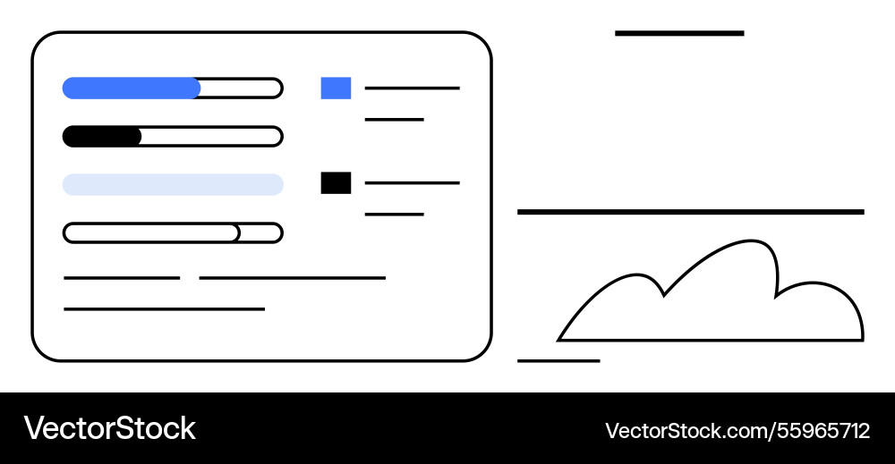 Dashboard with progress bars and cloud symbol Dashboard with progress bars and cloud symbol vector image