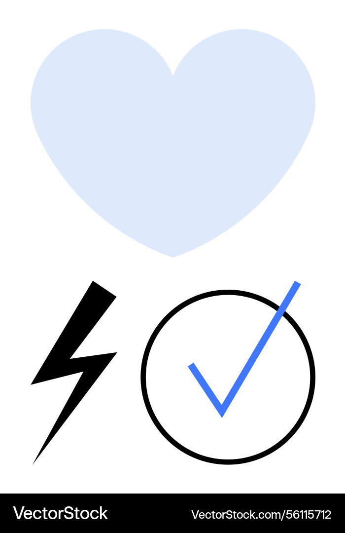 Heart shape with lightning bolt and check mark Heart shape with lightning bolt and check mark vector image
